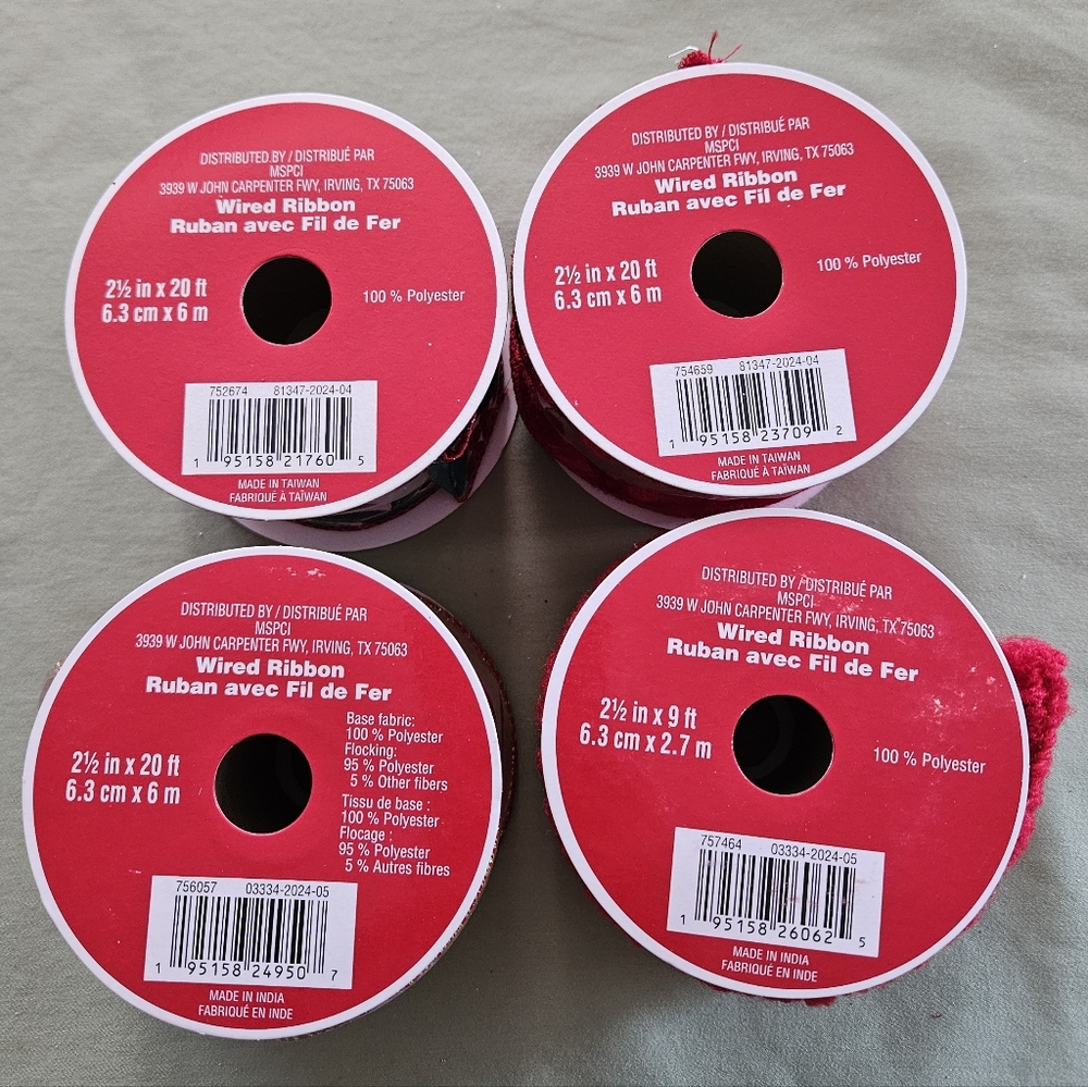 NEW Ashland Christmas Set of 4 Festive Wired Ribbon Rolls - Picture 6 of 6